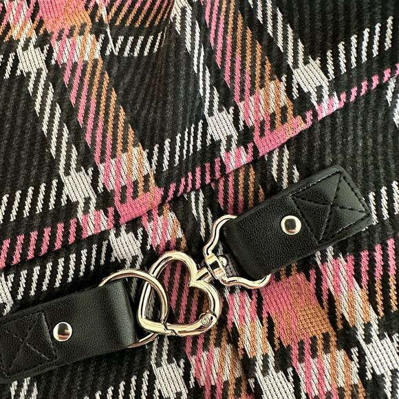 Steve Madden NYC XXXL Dress Pink Plaid Heart Fall Academia Twee Preppy School - Picture 4 of 8